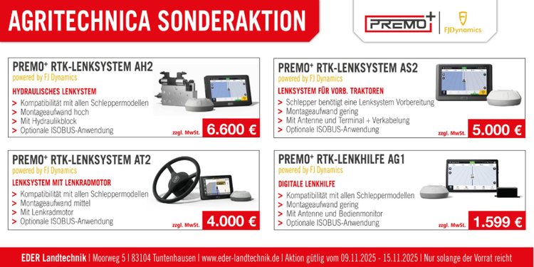 Sonderaktion zur Agritechnica mit Lenksystemen zum Sonderpreis