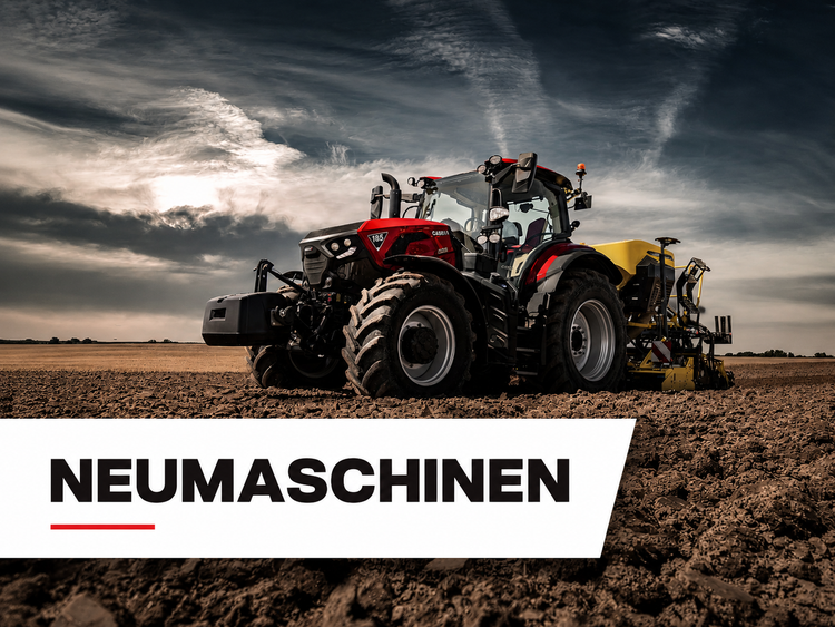 Neumaschinen Kacheln mit rotem CASE Traktor