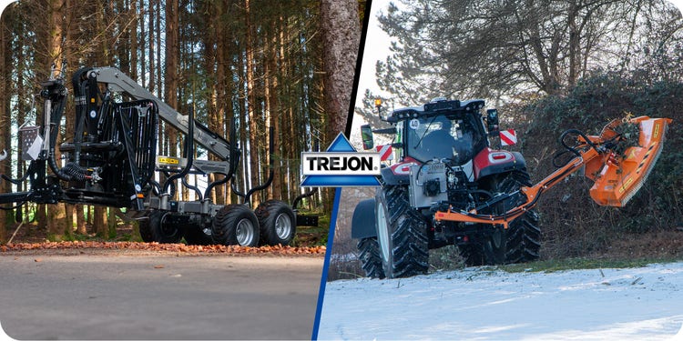 Trejon Multiforest Rückwagen und ein Trejon Optimal M1650 Storm Kettenmulcher