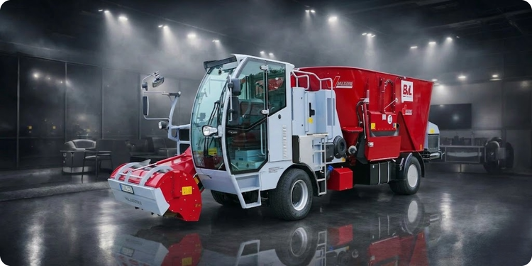 BvL V-MIX Drive Selbstfahrender Futtermischwagen in einer Halle