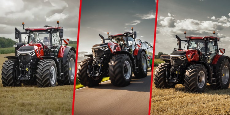 Case IH Optum 360-440 auf dem Feld und auf der Straße