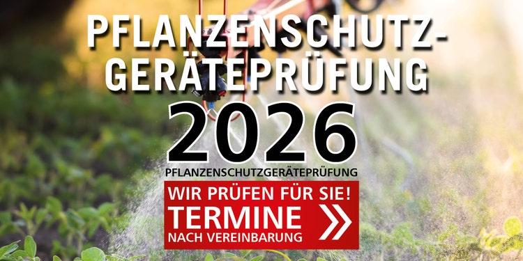 Werbebanner zur Pflanzenschutz-Geräteprüfung 2026